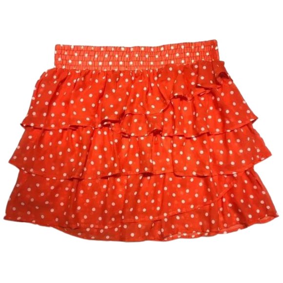 Maurices Dresses & Skirts - Maurices Orange and White Polka Dot Print Ruffled Skirt